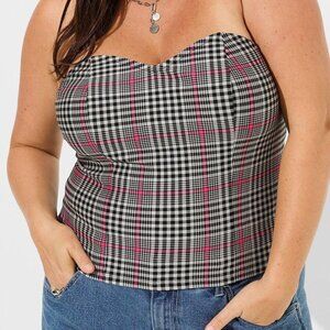 NWT Torrid 0X Ponte Sweetheart Tube Top Parker Plaid